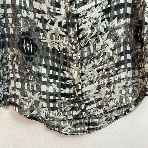Apt. 9 | Women’s Gray & Beige Printed Chiffon Sleeveless Button Down Blouse M - Picture 3 of 7